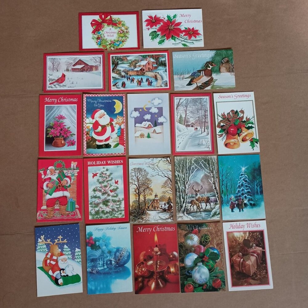 20 unused vintage Christmas holiday greeting cards with envelopes